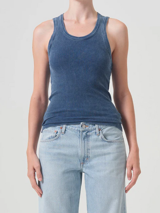 Poppy Scoop Neck Tank - Indigo
