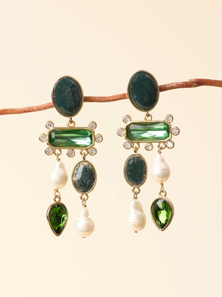 Luxe Greenwich Earrings - Green Multi