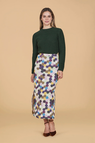 Hila Quilted Maxi Skirt - Vintage Mosaic