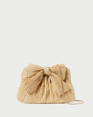 Rayne Pleated Bow Clutch - Natural