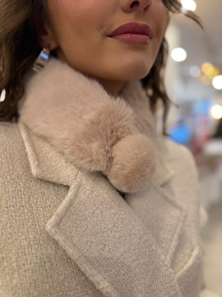 Faux Fur Neck Scarf - Pom Pom
