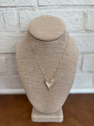 Large Pave Heart Necklace - Gold