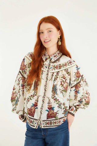 Majestic Hearts Cream Blouse