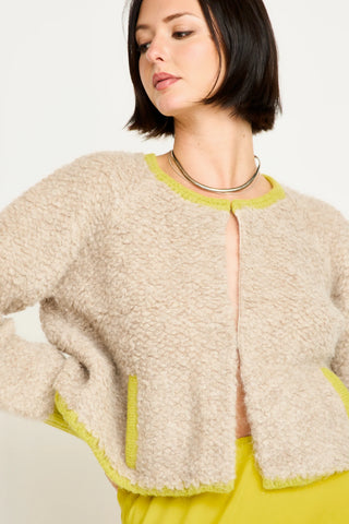 Fargo Knit Jacket In Sand/Lemongrass