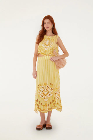 Bicolor Stripes Richilieu Midi Skirt
