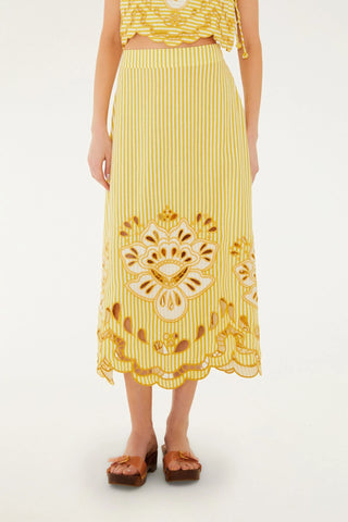 Bicolor Stripes Richilieu Midi Skirt