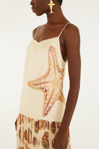 Marine Shells Sand Sleeveless Maxi Dress