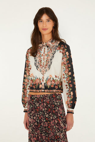 Winter Floral Cream Long Sleeve Shirt