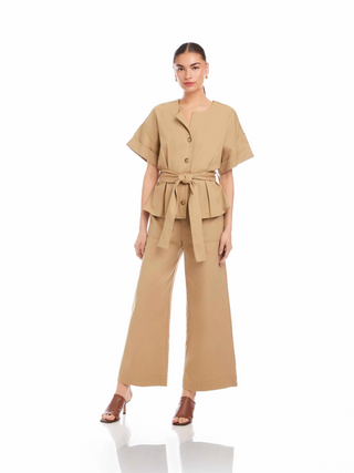 Kai Belted Button Up Top