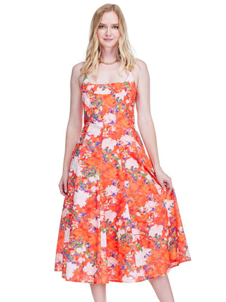 Maggie Midi Dress - Red Floral