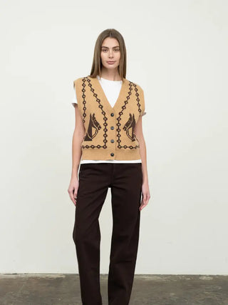 Taylor Jacquard V-Neck Sleeveless Vest